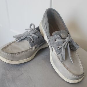 Sperry Gray Loafers with White Sole